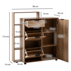 Schuhschrank Eiche Dekor